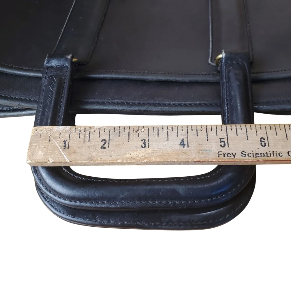 Vntg Coach Black Leather Briefcase. Made in USA.